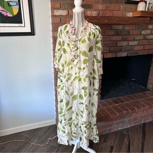 NWOT Monoplaza Silk Blend Sheer Leaf Print Maxi Dress Sz XS
